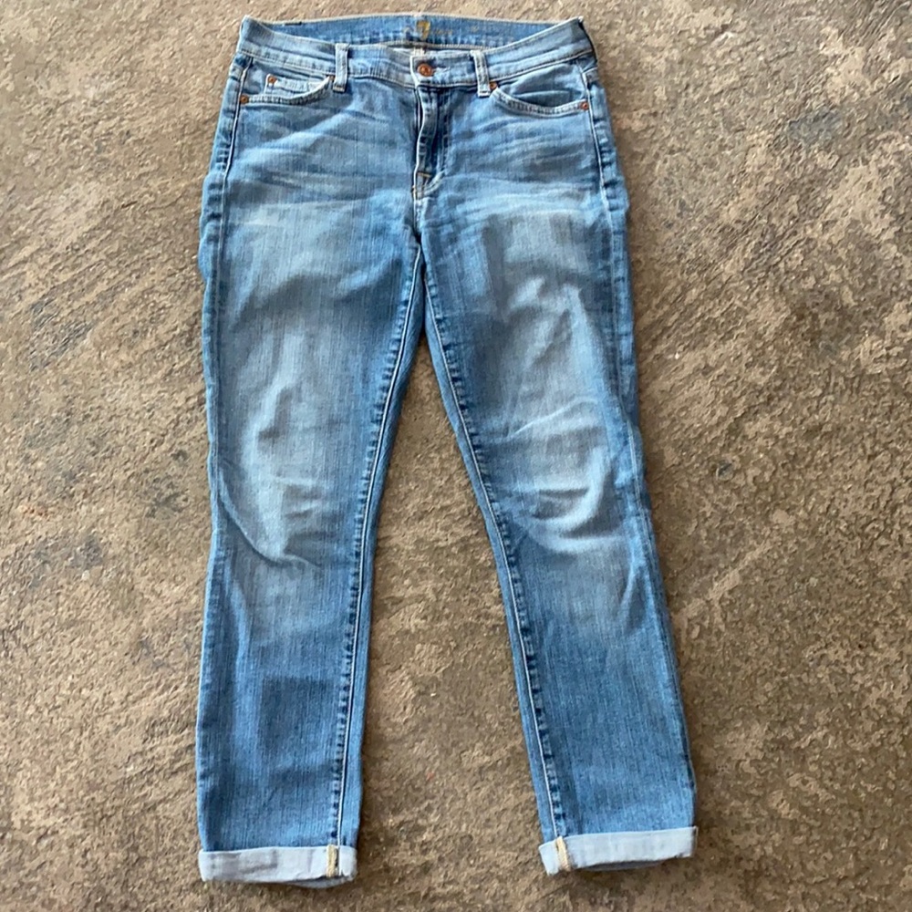 7 for all mankind women's "the skinny crop and roll" jeans 27